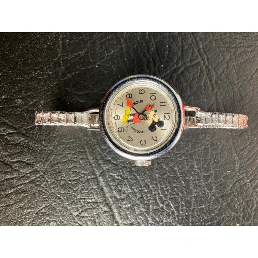 Vintage Mickey Mouse WALT DISNEY PROD. Watch Bracelet Band. Bradley Manual SWISS